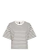 Pcchilli Summer 2/4 Sweat Stripe Noos Bc Tops T-shirts & Tops Short-sleeved White Pieces