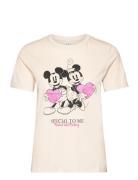 Onlmickey Life Reg S/S Valentine Top Jrs Tops T-shirts & Tops Short-sleeved Cream ONLY