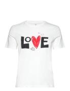 Onlloovi Life Reg S/S Valtine Topbox Jrs Tops T-shirts & Tops Short-sleeved White ONLY