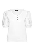 Stretch Cotton Puff-Sleeve Henley Tee Tops T-shirts & Tops Short-sleeved White Lauren Ralph Lauren