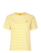 Striped Organic Cotton Crewneck Tee Tops T-shirts & Tops Short-sleeved Yellow Polo Ralph Lauren