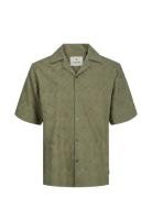 Jprbluoregon Jacquard Resort Shirt S/S Tops Shirts Short-sleeved Green Jack & J S