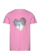 Detailed Artwork T-Shirt Tops T-Kortærmet Skjorte Pink Tom Tailor