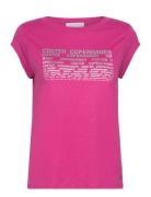 T-Shirt With Coster Print - Cap Sle Tops T-shirts & Tops Short-sleeved Pink Coster Copenhagen