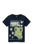 Nkmmylius Minecraft Ss Top Noos Bfu Tops T-Kortærmet Skjorte Navy Name It