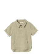 Nmmdolie Fin Ss Loose Shirt Lil Tops T-Kortærmet Skjorte Khaki Green Lil'Atelier