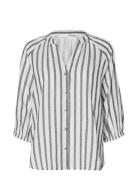 Slfalberta 3/4 Stripe Shirt Noos Tops Shirts Long-sleeved White Selected Femme