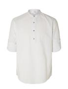 Slhregnew-Linen Shirt Tunic Ls Band Tops Shirts Casual White Selected Homme