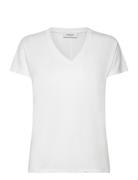 Mschfenya Modal V Neck Tee Tops T-shirts & Tops Short-sleeved White MSCH Copenhagen
