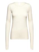 Hillevi Cashmere Top Tops T-shirts & Tops Long-sleeved White Swedish Stockings