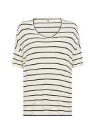 Sc-Eireen Stripe Tops T-shirts & Tops Short-sleeved Cream Soyaconcept