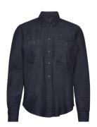 Denim Roll-Tab-Sleeve Shirt Tops Shirts Long-sleeved Blue Lauren Ralph Lauren