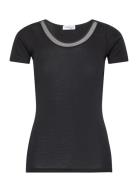 Juliana T-Shirt Short Sleeve Wool Tops T-shirts & Tops Short-sleeved Black Femilet