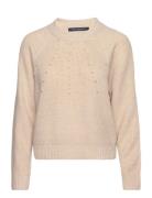 Jolee Pearl Long Sleeve Crew Tops Knitwear Jumpers Beige French Connection