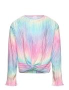 Top Jersey Plisse Rainbow With Tops T-shirts Long-sleeved T-Skjorte Multi/patterned Lindex