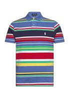 Custom Slim Fit Striped Mesh Polo Shirt Tops Polos Short-sleeved Blue Polo Ralph Lauren