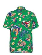 Classic Fit Polo Bear-Print Camp Shirt Tops Shirts Short-sleeved Green Polo Ralph Lauren