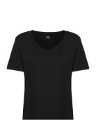 100% Cotton V-Neck T-Shirt Tops T-shirts & Tops Short-sleeved Black Mango