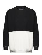 Bicolour Knit Sweater Tops Sweatshirts & Hoodies Sweatshirts Black Mango