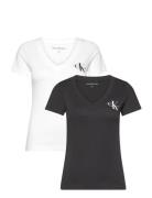 2-Pack Monologo V-Neck Tee Tops T-shirts & Tops Short-sleeved White Calvin Klein Jeans