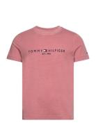 Garment Dye Tommy Logo Tee Tops T-Kortærmet Skjorte Pink Tommy Hilfiger