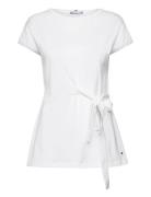 Rouged Wrap Top Ss Tops T-shirts & Tops Short-sleeved White Tommy Hilfiger