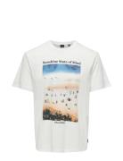 Onskolton Reg Beach Photoprint Ss Tee Tops T-Kortærmet Skjorte White ONLY & SONS