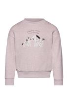 Printed Cotton Sweatshirt Tops Sweatshirts & Hoodies Sweatshirts Pink Mango