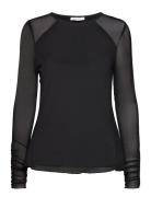 Cage Long Sleeve Mesh Shirt Tops T-shirts & Tops Long-sleeved Black Tamaris Apparel