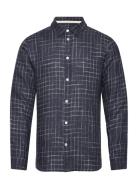 Akleif L/S Check Shirt Tops Shirts Casual Navy Anerkjendt