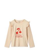 Tenley Placement Swim Tee Tops T-shirts Long-sleeved T-Skjorte Beige Liewood