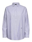 Pernilla Organic Cotton Oxford Shirt Tops Shirts Long-sleeved Blue Lexington Clothing