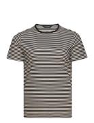 Striped Stretch Cotton Crewneck Tee Tops T-shirts & Tops Short-sleeved Black Lauren Women