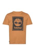 Stack Logo Short Sleeve Tee Wheat Boot/Black Designers T-Kortærmet Skjorte Orange Timberland