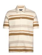 Calton Striped Structured Shirt S/S Tops Shirts Short-sleeved Cream Clean Cut Copenhagen
