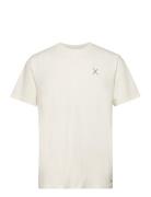 Cross Logo Organic Tee Tops T-Kortærmet Skjorte Cream Clean Cut Copenhagen