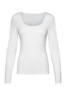 Onlea L/S 2-Way Deep Neck Top Jrs Noos Tops T-shirts & Tops Long-sleeved White ONLY