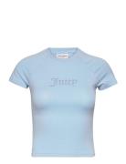 Shrunken Diamante Tee Tops T-shirts & Tops Short-sleeved Blue Juicy Couture