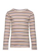 T-Shirt L/S Modal Multi Striped Tops T-shirts Long-sleeved T-Skjorte Multi/patterned Petit Piao