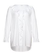 Carclarisa Life V-Neck Frill L/S Top Jrs Tops Blouses Long-sleeved White ONLY Carmakoma