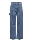 Onlkirsi Hw Wide Worker Stripe Dnm Dot Bottoms Trousers Wide Leg Blue ONLY