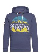 Great Outdoors Graphic Hoodie Tops Sweatshirts & Hoodies Hoodies Blue Superdry