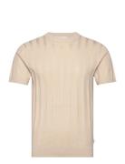 Knitted Crew Neck T-Shirt Tops T-Kortærmet Skjorte Cream Lindbergh