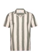 Striped Linen/Cotton Shirt S/S Tops Shirts Short-sleeved Cream Lindbergh