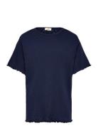 Pointelle Heart T-Shirt Tops T-Kortærmet Skjorte Navy Copenhagen Colors