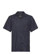 Havana Twill Kenji Aop Shirt Ss Tops Shirts Short-sleeved Blue Mads Nørgaard