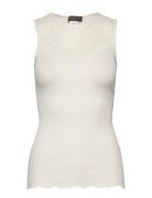 Silk Top Regular W/ Lace Tops T-shirts & Tops Sleeveless Cream Rosemunde