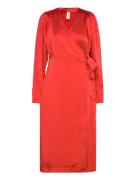 Yaspainterly Ls Wrap Midi Dess S. - Show Dresses Evening Dresses Red YAS