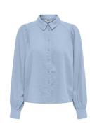 Onlcaro L/S Linen Bl Puff Shirt Cc Pnt Tops Shirts Long-sleeved Blue ONLY