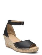 Slfingrid Leather Wedge Espadrilles Sko Med Kilehæl Beige Selected Femme